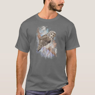 T-shirts Cinza de aquarelas Coruja Caranguejo-Natureza Arte