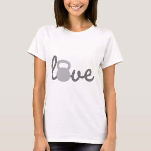 T-shirts Cinza de Kettlebell do amor