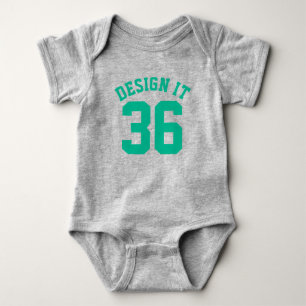 T-shirts Cinza e Emerald Green Baby   Design de Sports Jers