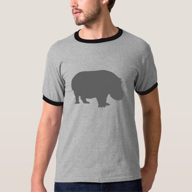 T-shirts Cinza Hippo Silhouette (Frente)