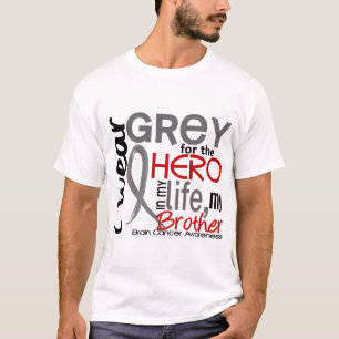 T-shirts Cinza para meu cancro cerebral do irmão do herói