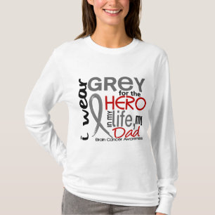 T-shirts Cinza para meu cancro cerebral do pai do herói 2
