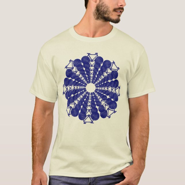 T-shirts círculo de bicicletas azuis. bicicleta inspirada (Frente)