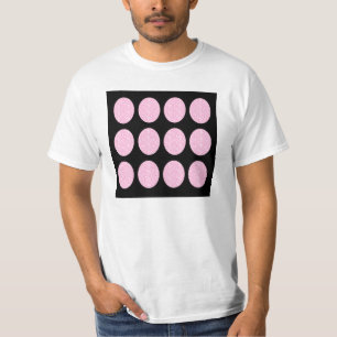 T-shirts Círculos Brilhantes Rosa-Camisa A Preto