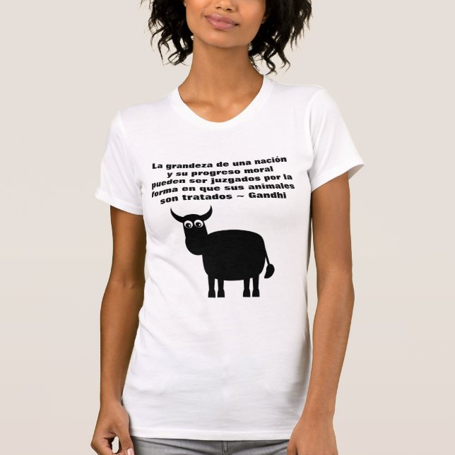 T-shirts Citações de Gandhi dos direitos dos animais no (Frente)