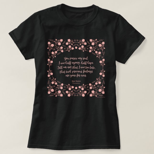 T-shirts Citações florais Jane Austen da carta de amor da (Frente do Design)