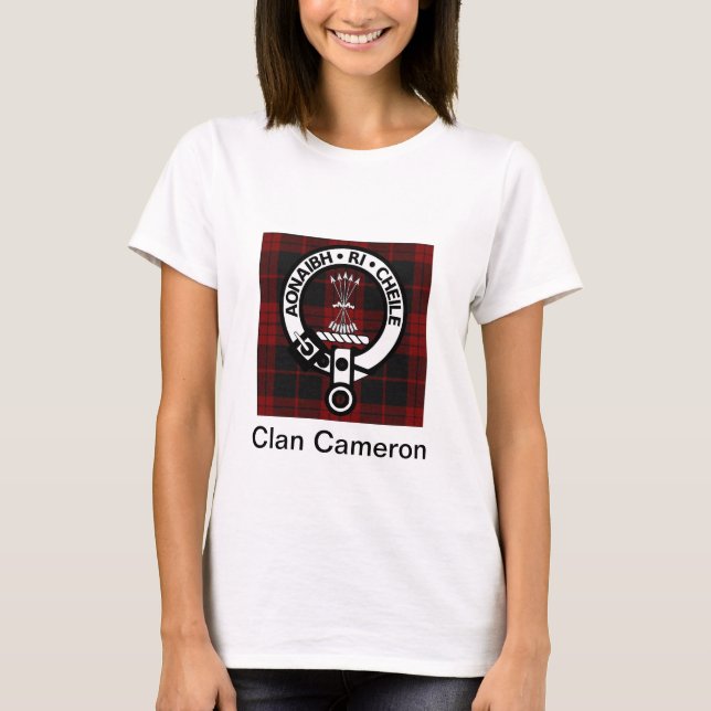 T-shirts Clan Cameron Crest & Tartan (Frente)