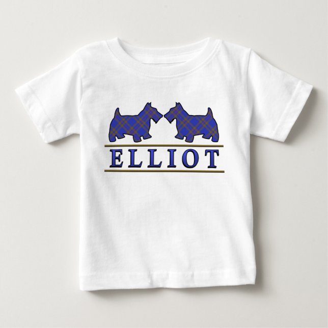 T-shirts Clan Elliot Scottie Dogs Scottish Clan Tartan (Frente)