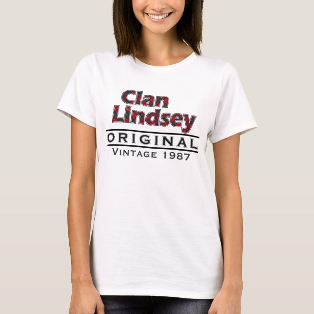 T-shirts Clan Lindsey Vintage Personaliza Seu Aniversário (Frente)