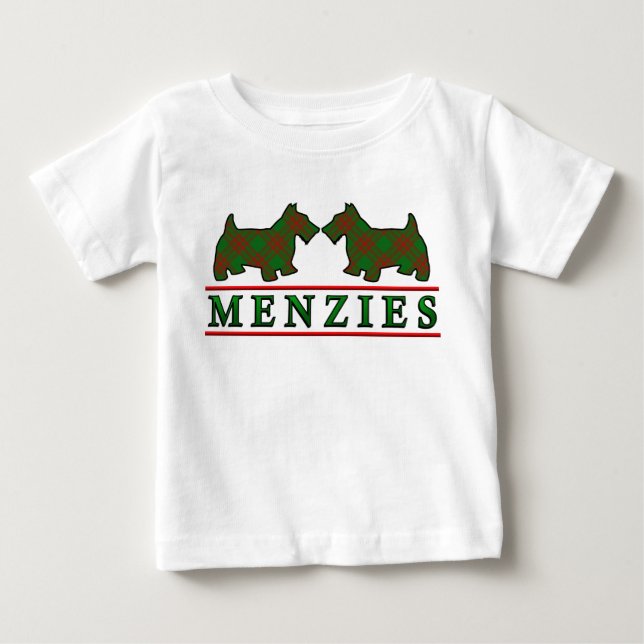 T-shirts Clan Menzies Scottie Dogs Scottish Clan Tartan (Frente)