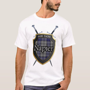 T-shirts Clan Napier Tartan Xadrez Shield & Espadas