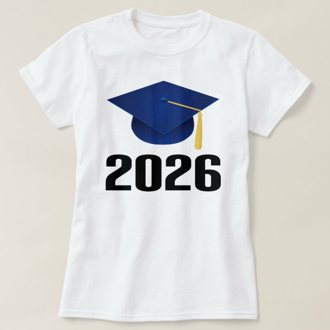 T-shirts Classe de presente graduado do chapéu 2026 (Frente do Design)