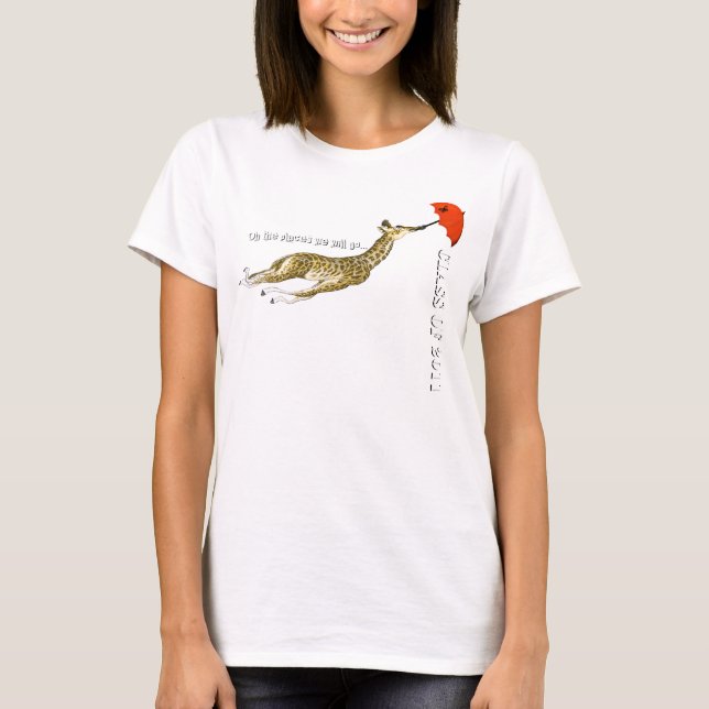 T-shirts Classe do ano de mudanças de guarda-chuva da Giraf (Frente)
