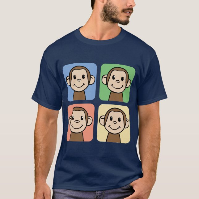 T-shirts Clipart dos desenhos animados com os 4 macacos (Frente)