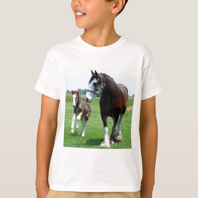 T-shirts Clydesdale e potro (Frente)