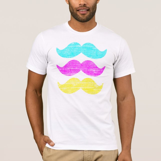 T-shirts CMY Mustaches (estilo letterpress) (Frente)
