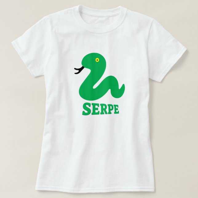 T-shirts Cobra verde e serpe de texto: Cobra em galego (Frente do Design)
