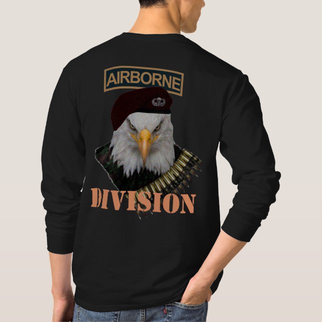 T-shirts Cobrir militar da águia do exército da divisão (Verso)
