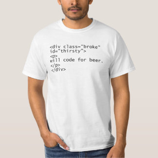 T-shirts Codificará para a cerveja