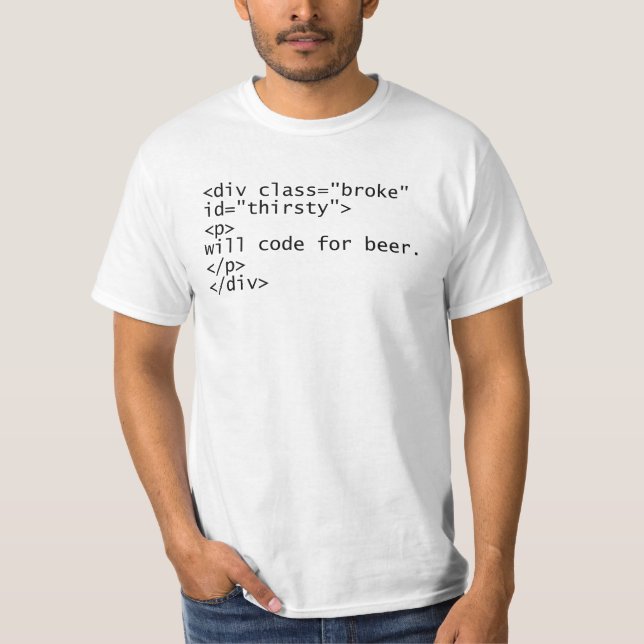 T-shirts Codificará para a cerveja (Frente)