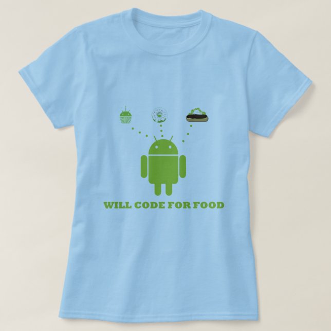 T-shirts Codificará para a comida (o programador de (Frente do Design)