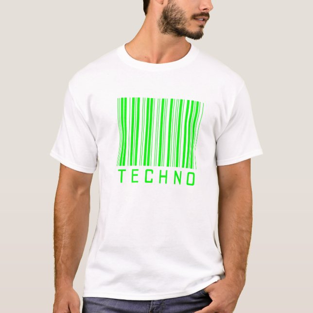 T-shirts código de barras da música do techno (Frente)