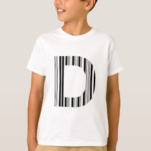 T-shirts CÓDIGO DE BARRAS LETRA D Primeiro Padrão de Código