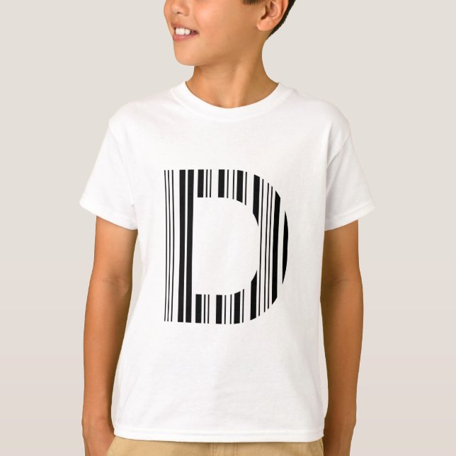 T-shirts CÓDIGO DE BARRAS LETRA D Primeiro Padrão de Código (Frente)