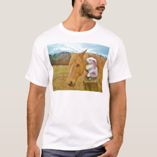 T-shirts Coelho branco e cavalo amarelo louro