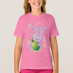 T-shirts Coelho da páscoa com ovo e flores