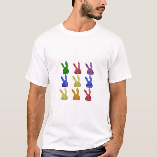 T-shirts Coelhos coloridos (Frente)