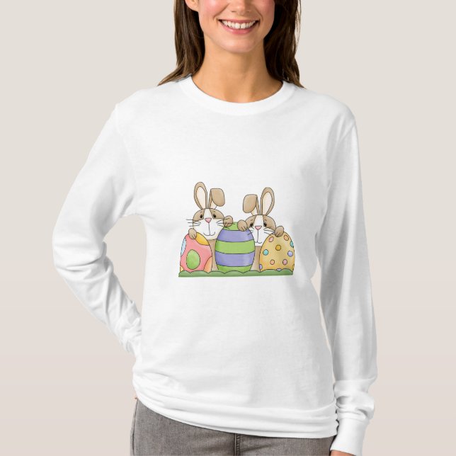 T-shirts coelhos e ovos de Páscoa (Frente)