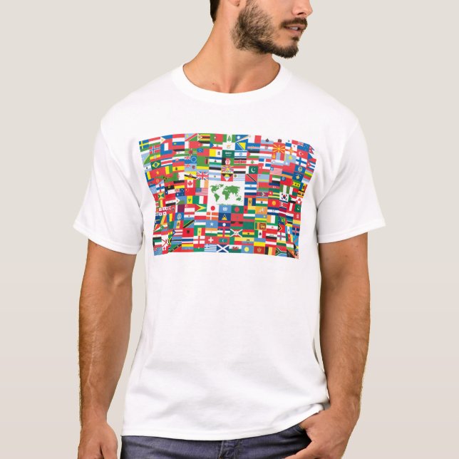 T-shirts Colagem de bandeiras de país do mundo inteiro (Frente)