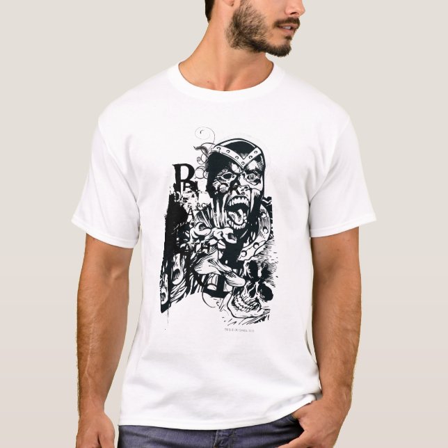 T-shirts Colagem de Mão Negra e Crânio (Frente)