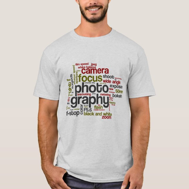 T-shirts Colagem de Texto do Lingo com Fotografia (Frente)
