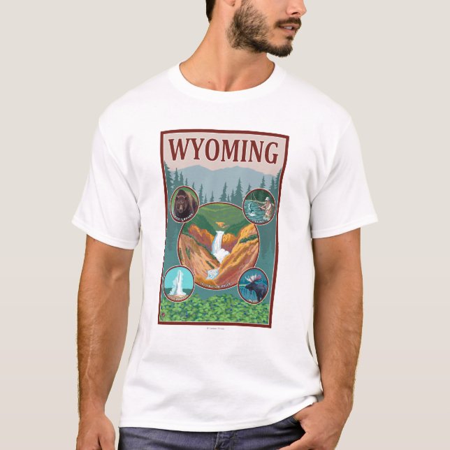 T-shirts Colagem de WyomingWyoming (Frente)