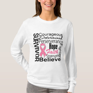 T-shirts Colagem do sobrevivente do cancro da mama