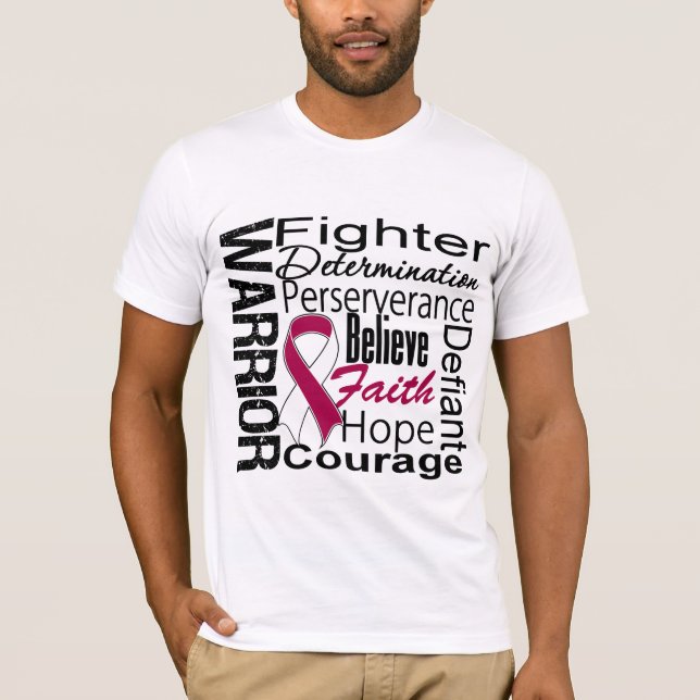 T-shirts Colagem principal do guerreiro do cancer do (Frente)