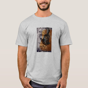 T-shirts colagem urbana da guitarra acústica