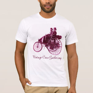 T-shirts Coleta de carros vintage, branco roxo