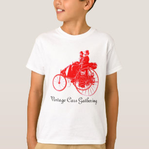 T-shirts Coleta de carros vintage, branco vermelho