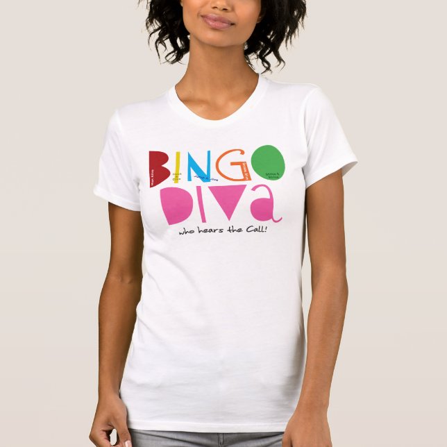 T-shirts Colher ocasional das senhoras da diva do Bingo (Frente)