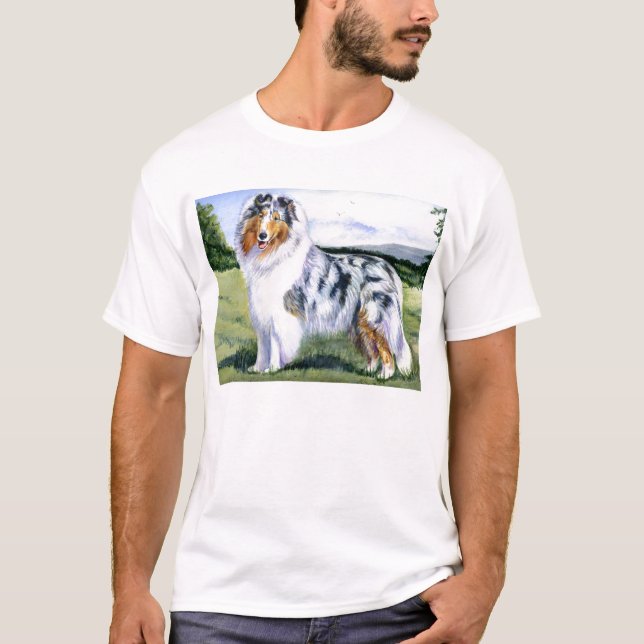 T-shirts Collie azul de Merle (Frente)