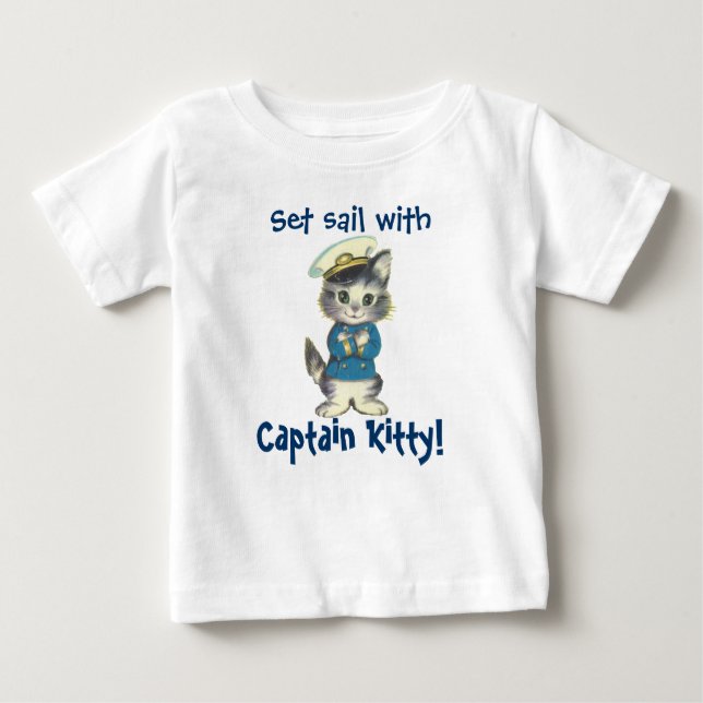 T-shirts Coloque a vela com o Gatinho do Capitão (Frente)