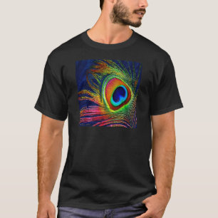 T-shirts Colorida Peacock Feather Impressão