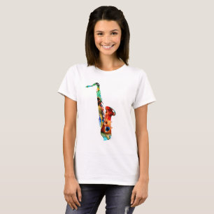 T-shirts coloridas de saxofone