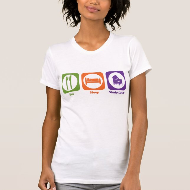 T-shirts Coma o latino do estudo do sono (Frente)