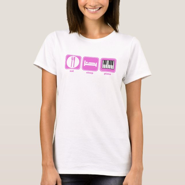 T-shirts coma o rosa do piano do sono (Frente)