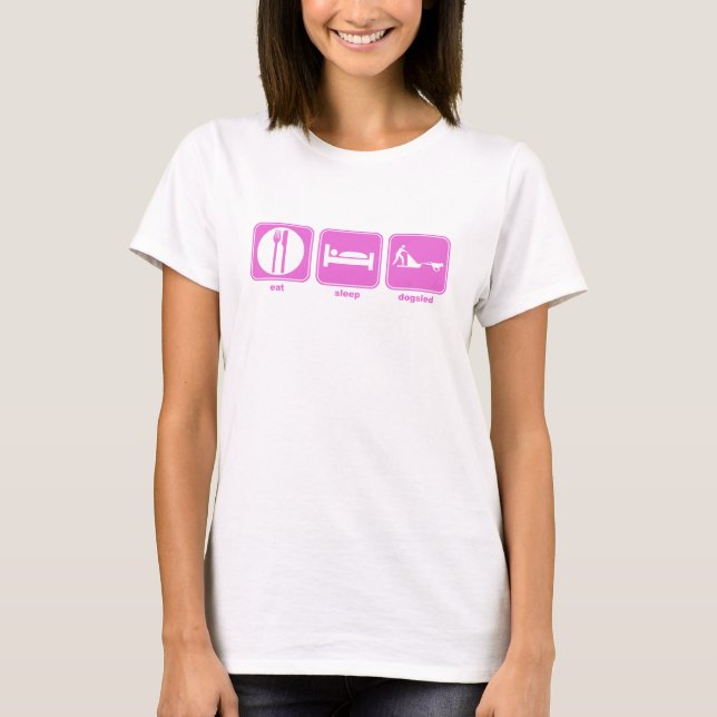 T-shirts coma o rosa dogsled sono (Frente)