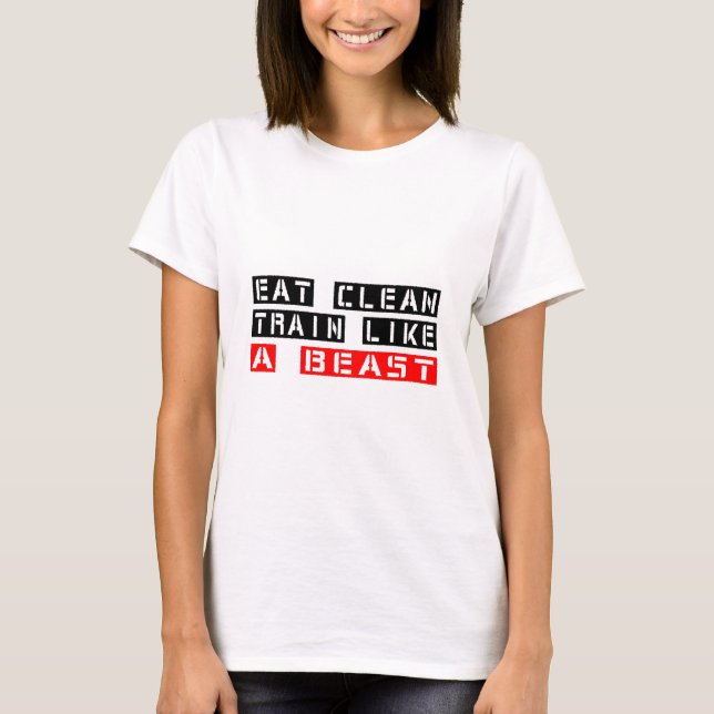 T-shirts Coma o trem limpo como um animal (Frente)